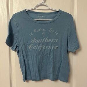 American Eagle Outfitters Green Crop Top Short Sleeve